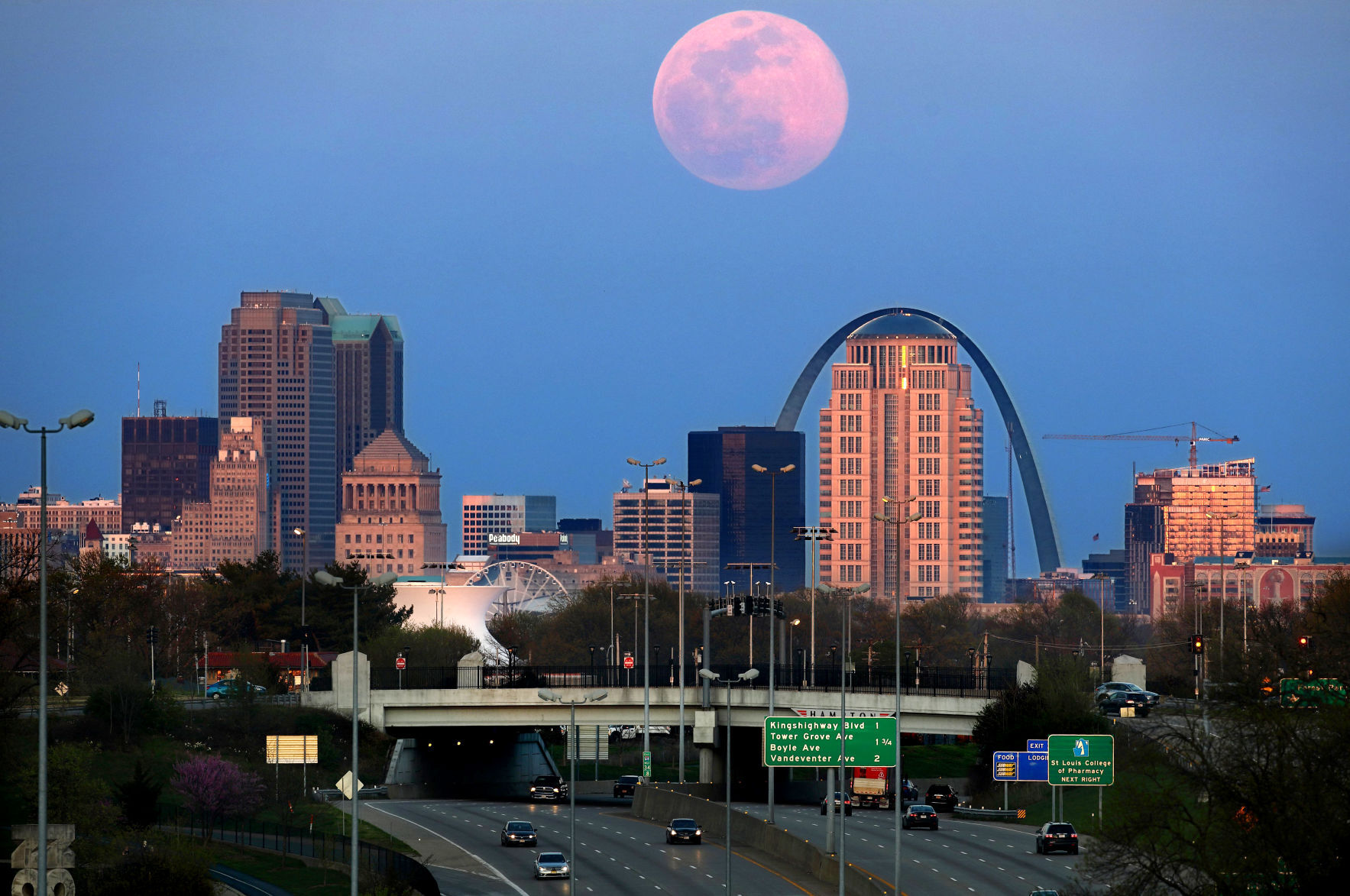 Pink supermoon over St. Louis